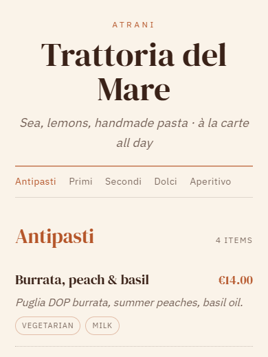 Live menu